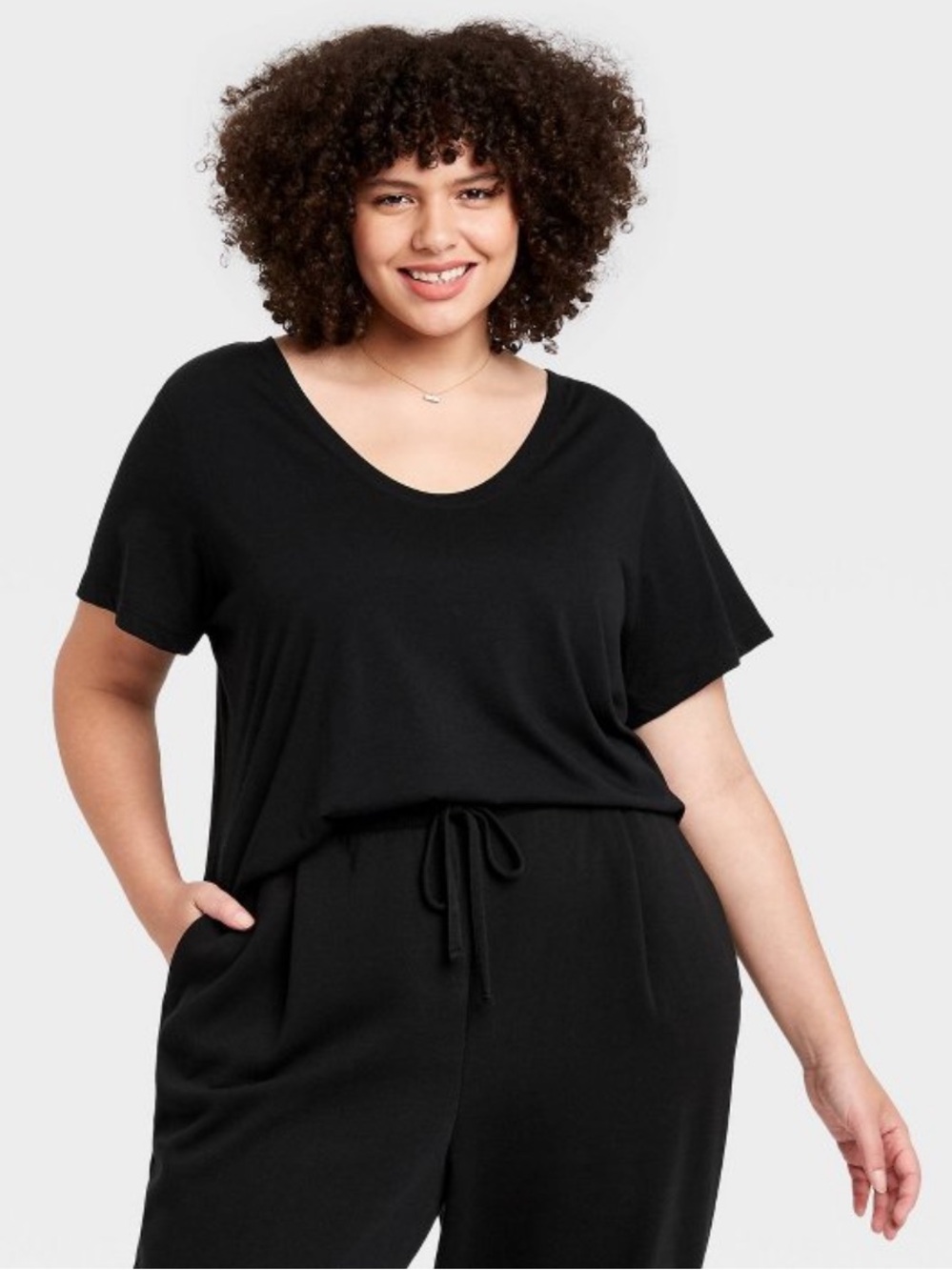 NWT A new day Black Short-Sleeve scoop Neck Tee for Women